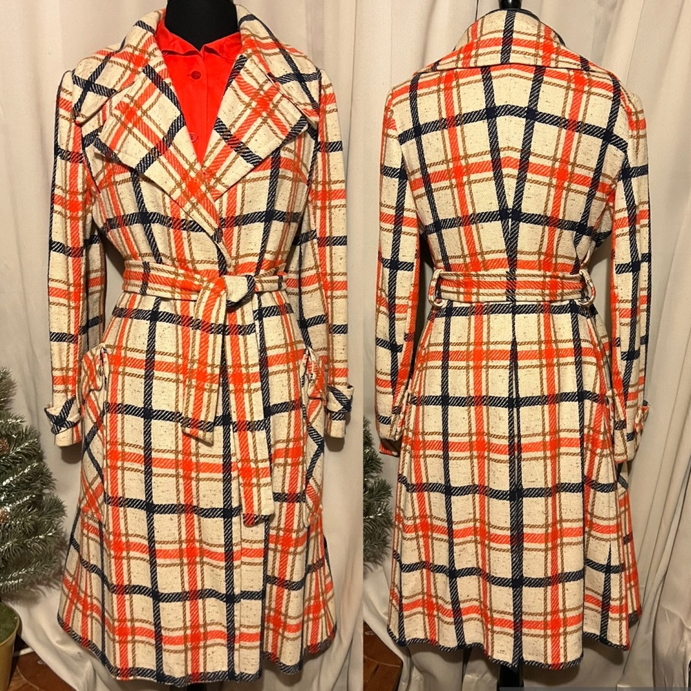60s/70s Wool Plaid Coat